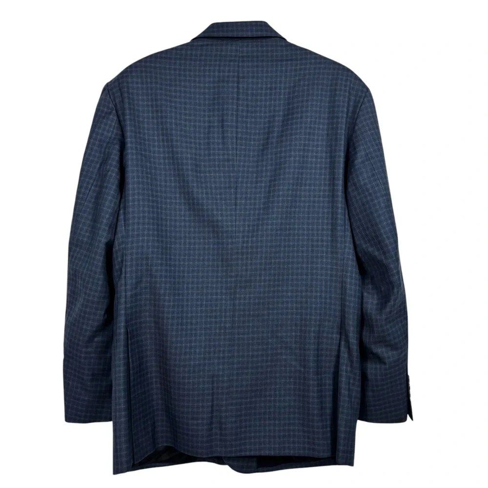 Jos. A. Bank Traveler Blue Plaid Wool Sport Coat Blazer Jacket Tailored Fit 43R
